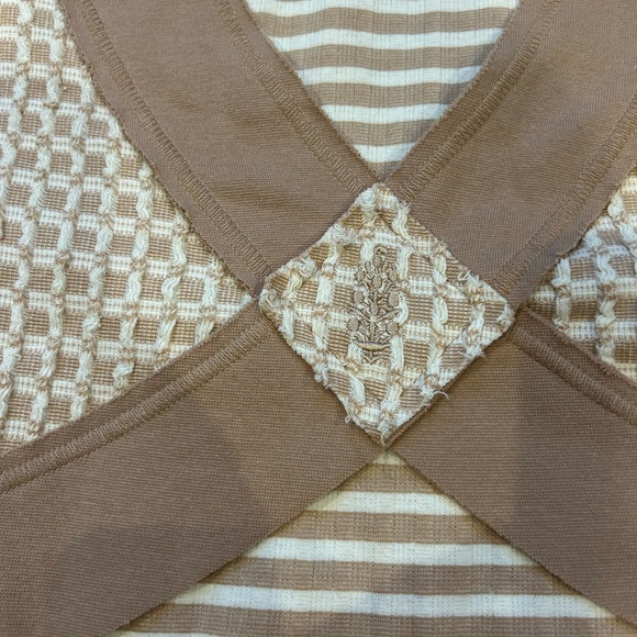 NWT -- FP movement - beige and white knit open back top - Size medium - Picture 7 of 8